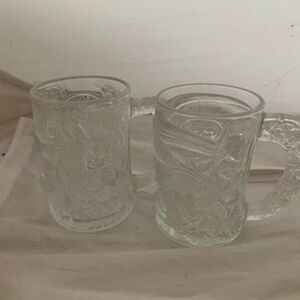 McDonald’s 1995 Batman Forever Batman & Robin Etched Glass Souvenir Mugs
